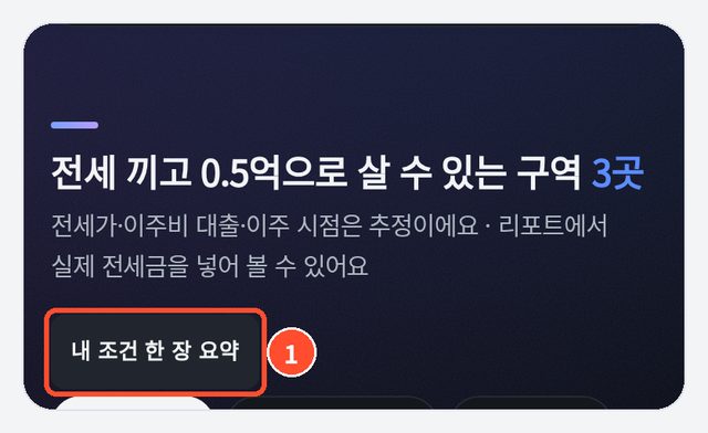 ① '내 조건 한 장 요약' 버튼